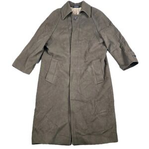 Vintage Christian Aujard Trench Coat Mens 38S Brown Cashmere Blend Preppy